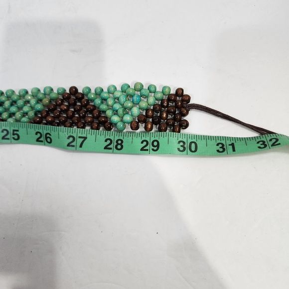 4x$25 Wooden beads  brown  mint waist tie belt  Small to medium - Picture 4 of 10